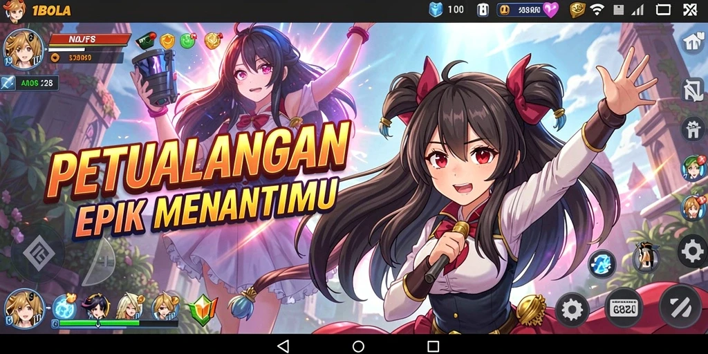 Tampilan gameplay menarik dari 11BOLA dalam suasana anime.