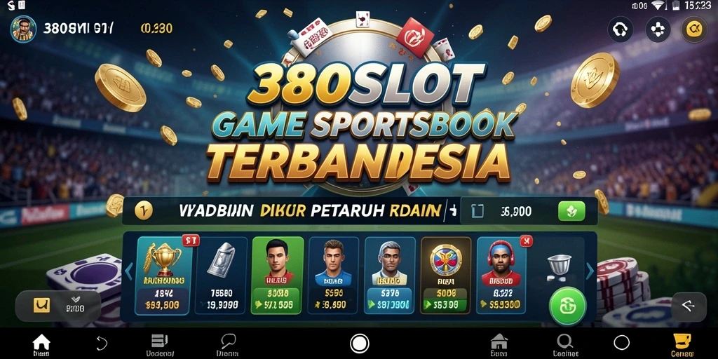 Tampilan utama aplikasi 380SLOT dengan berbagai opsi taruhan olahraga.