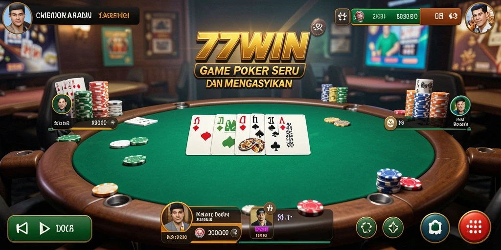 Tampilan gameplay Poker yang mendebarkan di 77WIN.