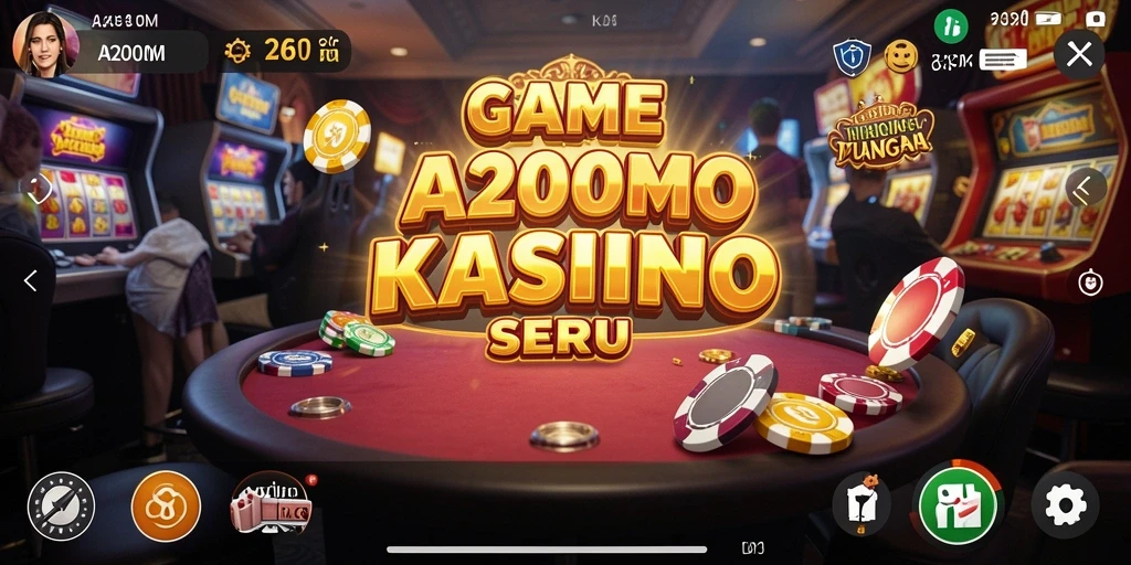 Tampilan gameplay seru di A200M, menunjukkan berbagai pilihan permainan Kasino.