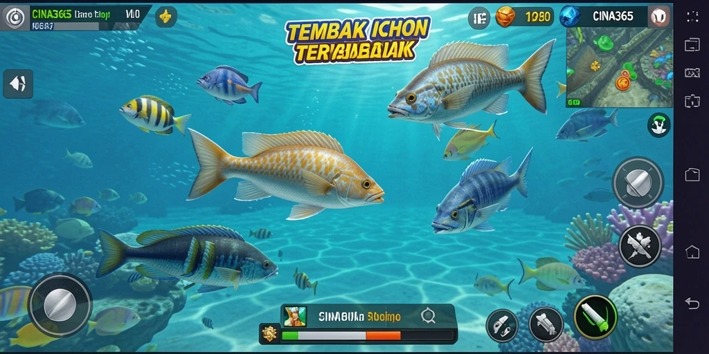 Tampilan utama gameplay CINA365 dengan aksi tembak ikan yang seru.
