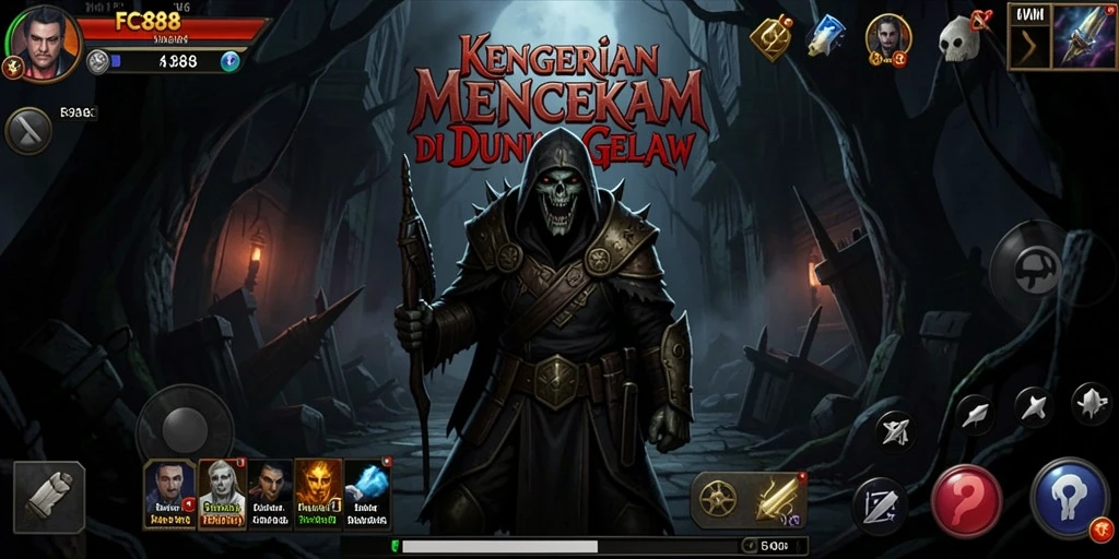 Tampilan gameplay FC888 dengan suasana horor yang mendalam.