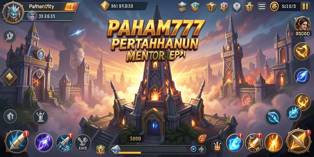 Tangkapan layar gameplay PAHAM777 yang menampilkan pertahanan menara.
