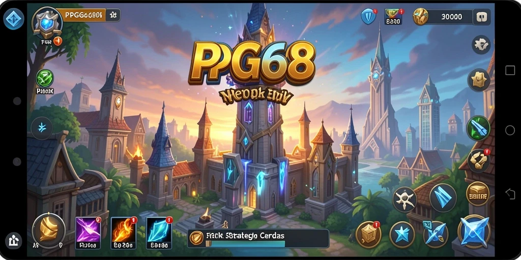 Tampilan gameplay Tower Defense PGG68 dengan menara yang siap bertarung.