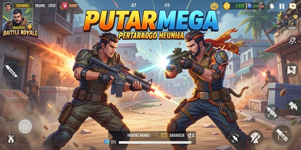 Gameplay seru dan mendebarkan dalam PUTARMEGA Battle Royale.