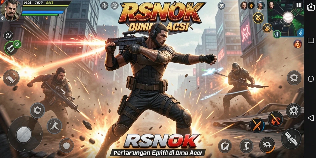 Tampilan gameplay RSNOK menunjukkan pertarungan yang seru dan mendebarkan.