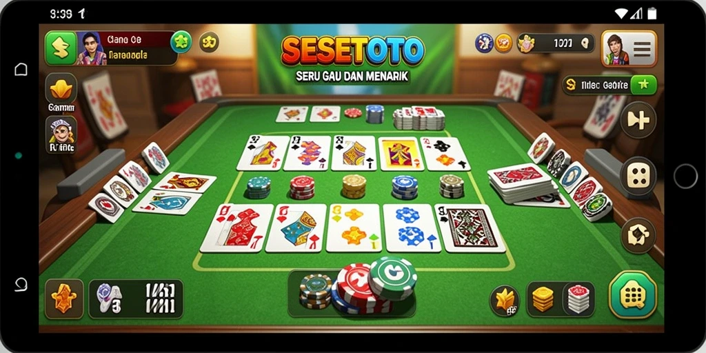 Screenshot utama SESETOTO menampilkan tampilan gameplay Gaple yang menarik.