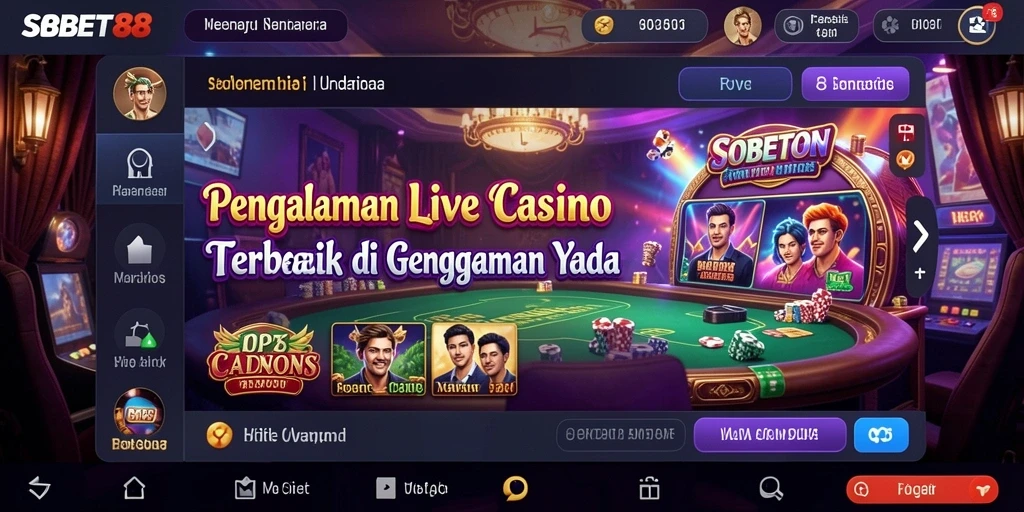 Tampilan menakjubkan gameplay Live Casino SOBET88 yang seru.
