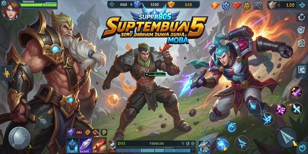 Tampilan seru dari gameplay <strong>SUPER805</strong> saat bertempur di arena MOBA.