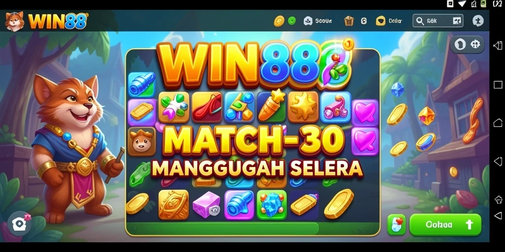 Gameplay seru WIN88 dengan tantangan Match-3 yang menarik.