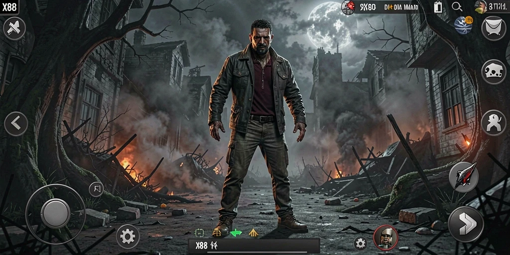 Screenshot X88 menampilkan suasana gelap dan menakutkan di gameplay.