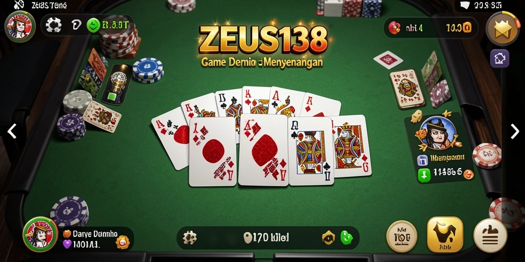 Tampilan utama gameplay ZEUS138 dengan suasana permainan domino yang seru.